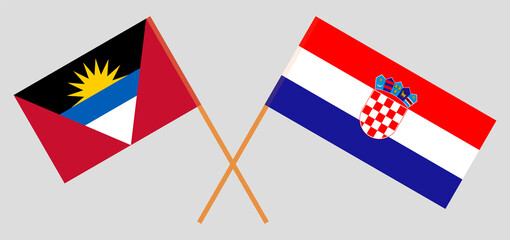 Crossed flags of Croatia and Antigua and Barbuda