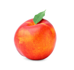 Sweet ripe nectarine on white background