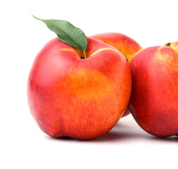 Sweet ripe nectarines on white background