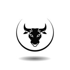Bull head icon with shadow