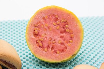Brazilian guava sweets on white background. Biscuit with guava.