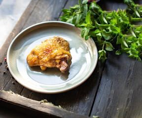 chicken fried meat baked second course grill Menu serving size. food background top copy space healthy eating keto or paleo diet