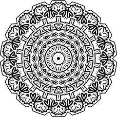 Mandala Circle Pattern Isolated on White. Abstract pattern vector illustration. Retro black and white texture