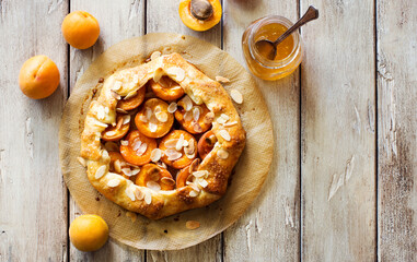 Homemade galette with apricots and almond