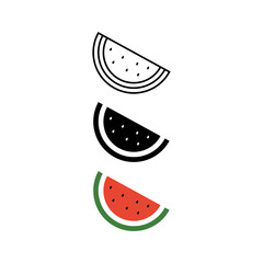 Watermelon sliced ripe icon, vector isolated melon symbol set isolated on white background.