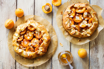 Homemade galettes with apricots and almond