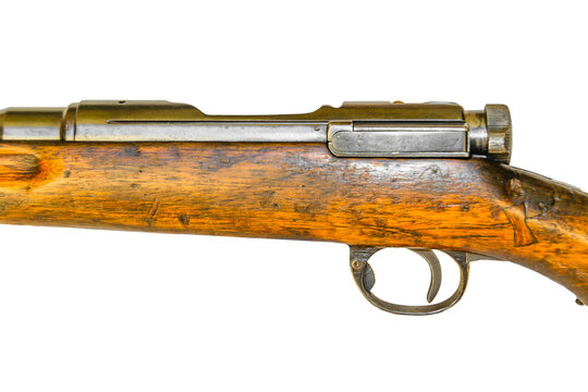 Wooden Rifle Close Up Isolated Photo
