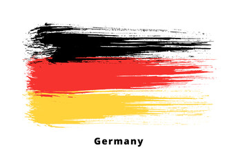 Painted grunge German flag. Brush strokes on white background. Grunge design element. Painted ink stripes