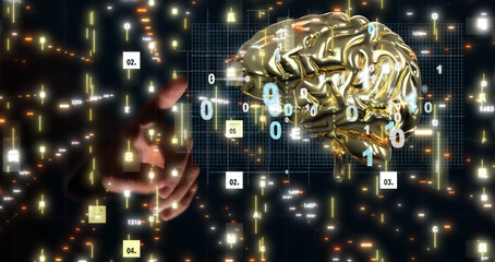Fototapeta na wymiar mind AI smart brain artificial system network digital