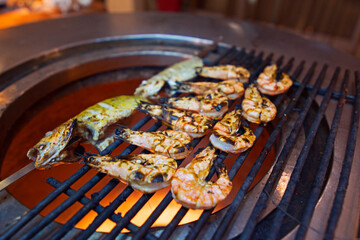 Grilling fish and shrimps! bbq