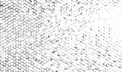 Rough, irregular texture composed of monochrome geometric elements. Overlay distressed grunge background. Abstract vector illustration. Isolated on white background. EPS10