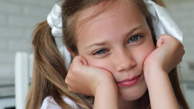 a large portrait of a child. portrait of a little girl. Close-up.