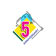 5th Anniversary Celebration Icon Vector Logo Design Template.