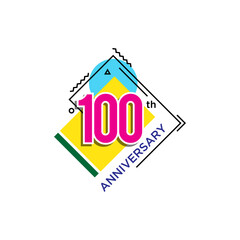 100th Anniversary Celebration Icon Vector Logo Design Template.