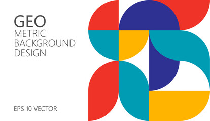 Obraz premium Abstract vector geometric pattern, background design in Bauhaus style, for web design, business card, invitation, poster, cover.