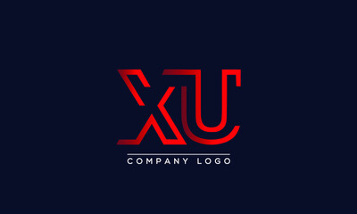 Fototapeta na wymiar Abstract minimal unique letter icon logo XU 