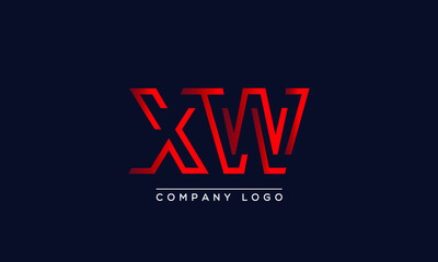 Abstract minimal unique letter icon logo XW  	