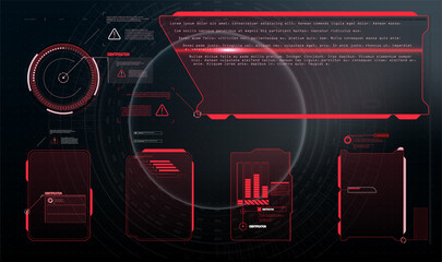 Futuristic screens HUD, GUI, UI and set titles (warning, danger сounthdown and other). Futuristic User Interface, frame screens. Hi-tech callout bar labels, digital templates. Vector callout titles