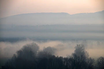 Nebelbedekcte Landschaft