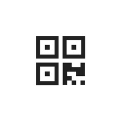 Qr code simple icon symbol. Scan logo, concept in vector flat style.