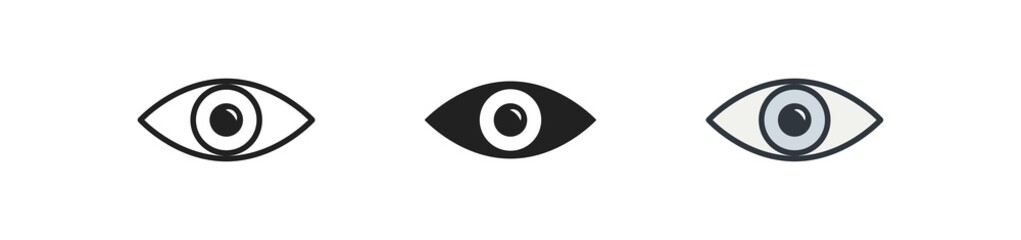 Eye, simple icon set. Look cincept illustration, see symbol in vector flat