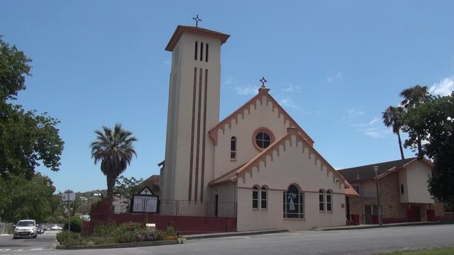 HD summer day video of Knysna town, waterfront and lagoon view. Knysna is a historical (est. 1871) town in Garden Route of Western Cape Province, South Africa