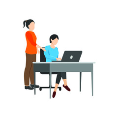 character working office desk vector