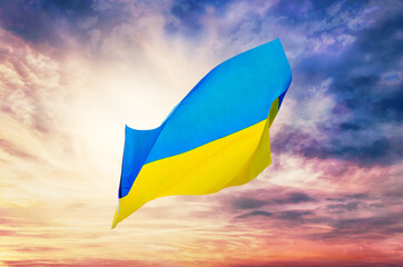 Ukrainian flag against the sky