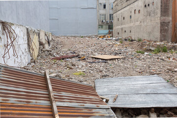Debris and ruins of a building after its demolition in Eminonu, Istanbul / Turkey.