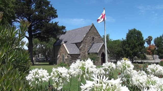 HD summer day video of Knysna town, waterfront and lagoon view. Knysna is a historical (est. 1871) town in Garden Route of Western Cape Province, South Africa