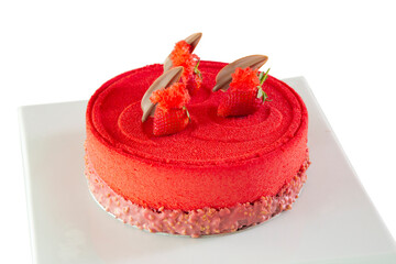Strawberry cheesecake in red color