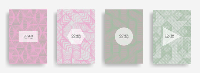 Halftone shapes business catalog covers vector design.