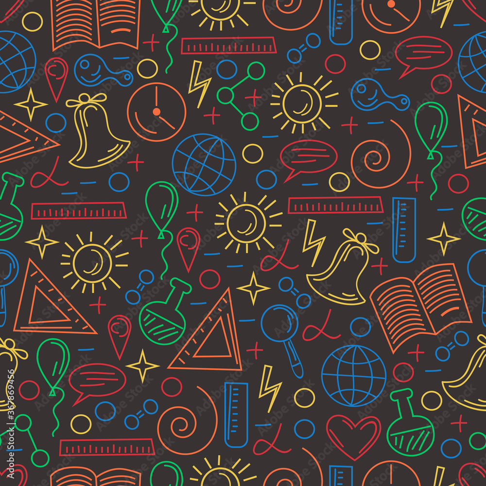Poster education thin line art style seamless vector background