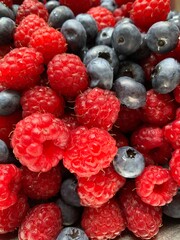 raspberries and blueberries