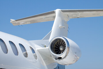 Closeup of Airplane turbine Engine