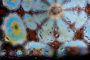 colorful stains on the water close up