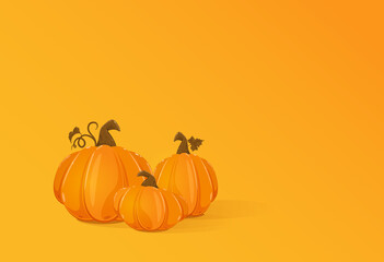 Halloween Pumpkins on Orange Background
