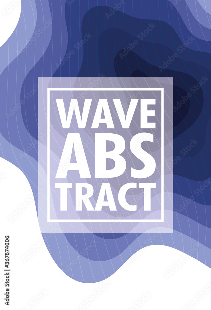 Poster wave abstract with lettering and square frame in white background