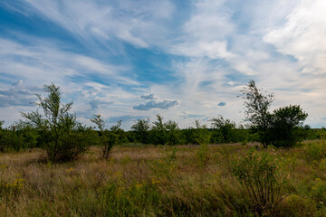 Ukraine, Krivoy Rog, the 16 of July 2020. Abandoned city park with beautiful clouds in the sky.