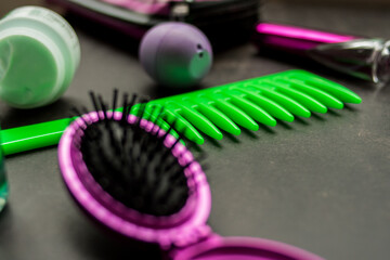 pink and green brushes 