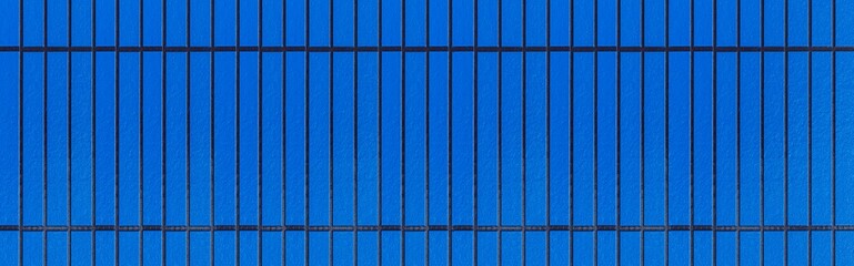 Panorama of Modern blue stone wall with stripes texture and seamless background