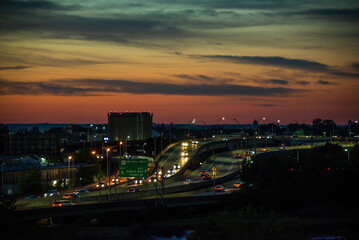 Fototapeta na wymiar Sunset over the highway 