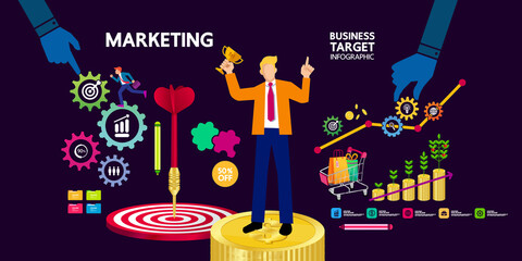 Obraz na płótnie Canvas Business and success target and goal focus vector illustration.