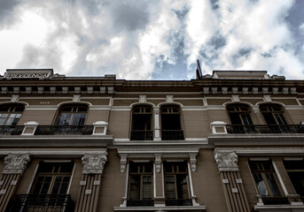 the facade of the building