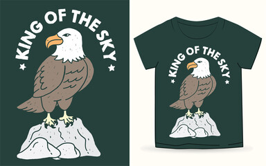 Hand drawn eagle with typography for t shirt