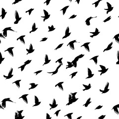 Obraz na płótnie Canvas A flock of flying birds. Seamless background. Vector illustration