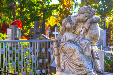 old grave angel gravestone statue sculpture