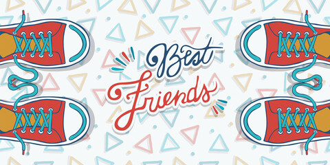 Friendship day banner best friend sneaker shoes
