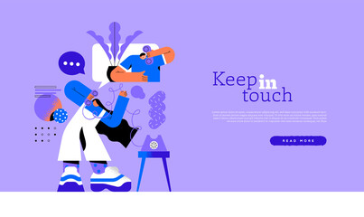Keep in touch web template friends talking phone
