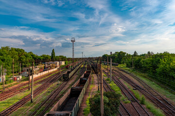 Naklejka na ściany i meble Ukraine, Krivoy Rog, the 16 of July 2020. Rail road transport system in Krivoy Rog.